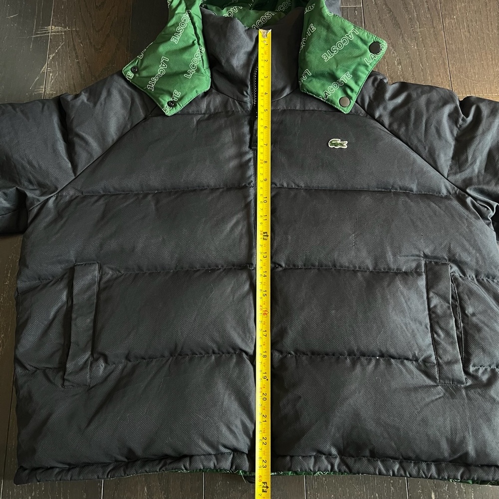 Lacoste L!VE Men's black green logo Print Reversible Quilted Jacket size 38 - Picture 15 of 15